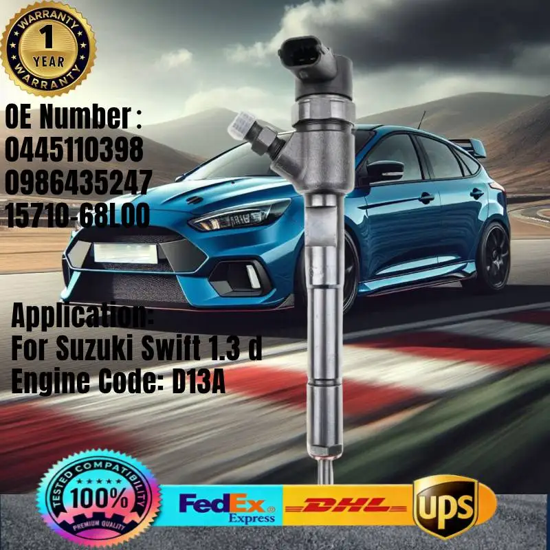 

0445110398 15710-68L00 0986435247 Common Rail Fuel Injector for Suzuki Swift Hatchback 1.3 DDiS D13A Diesel Engine