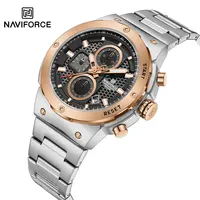 NAVIFORCE, reloj de cuarzo para hombre de la mejor marca, reloj de pulsera con cronógrafo luminoso de lujo, reloj de pulsera con calendario de fecha resistente al agua de acero inoxidable para hombre
