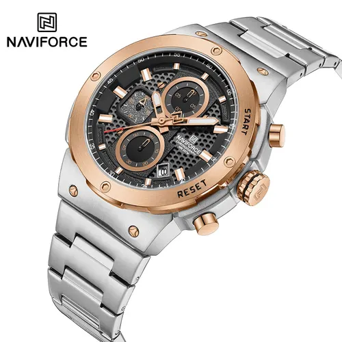 NAVIFORCE, reloj de cuarzo para hombre de la mejor marca, reloj de pulsera con cronógrafo luminoso de lujo, reloj de pulsera con calendario de fecha resistente al agua de acero inoxidable para hombre