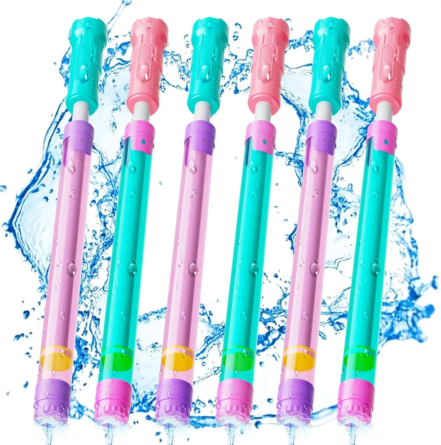

6 Pack Water Guns for Kids Ages 4-12, 30ft Long Range Water Blasters, Pool Toys for Outdoor Summer Fun