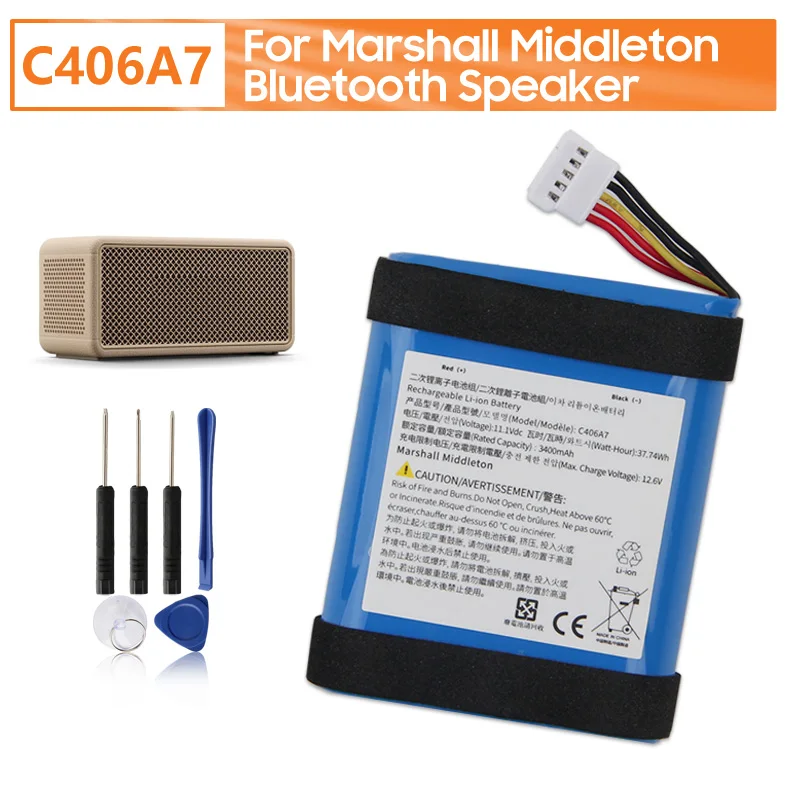 3400mAh New Replacement Battery C406A7 For Marshall Middleton 1st C406A7 Bluetooth Speaker
