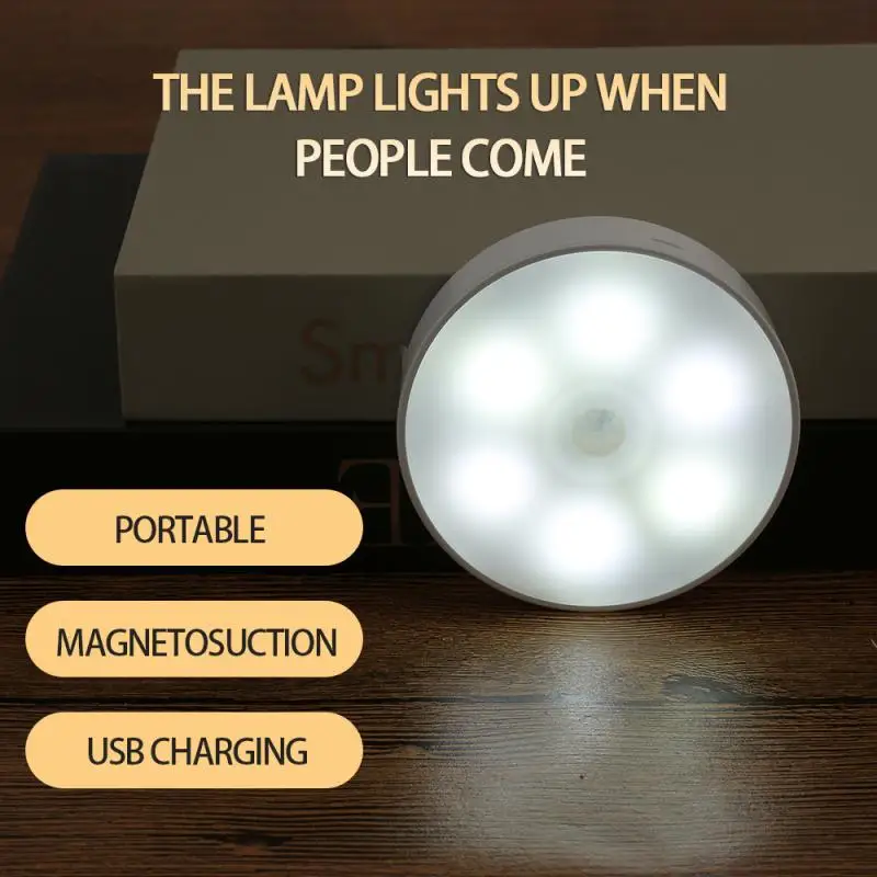 

600 MA Motion Sensor Light LED Night Lamp USB Rechargeable Sensor Wireless Bedroom Cabinet Light Body Induction Lamp