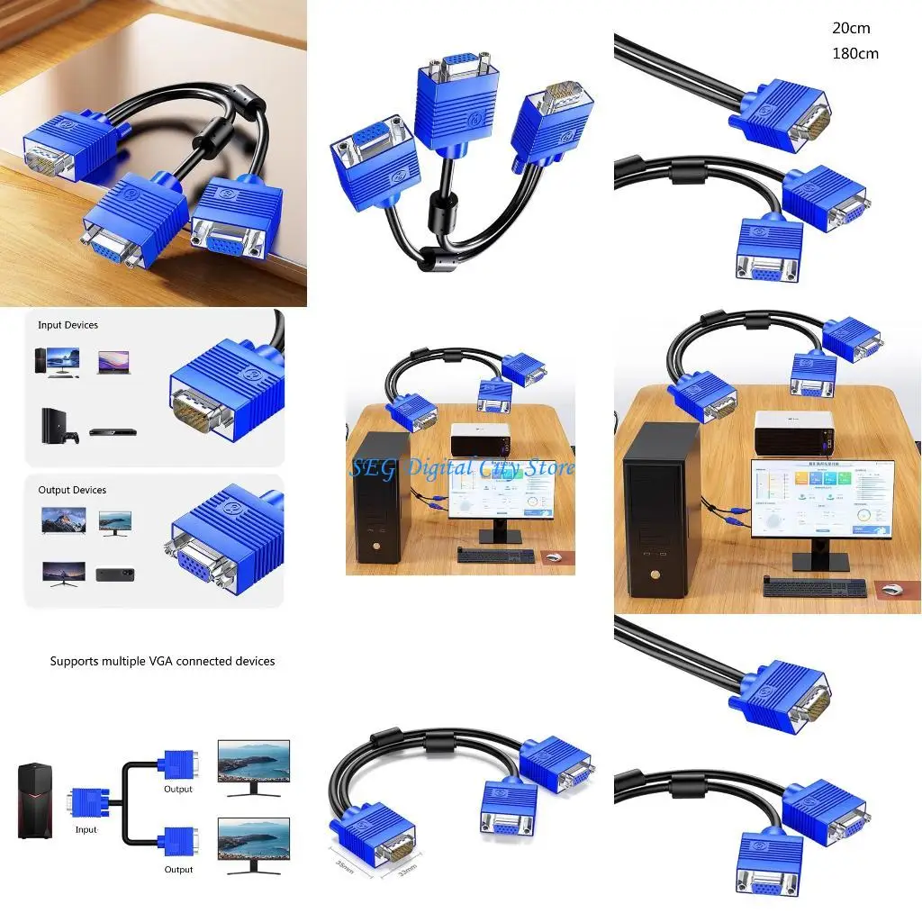 Adaptador divisor VGA confiable U75B para múltiples pantallas distribución vídeo sin problemas 20 180