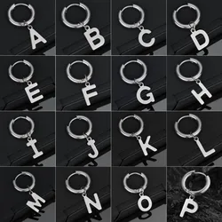 Fashion Initials Letters A-Z Drop Hoop Earrings For Women Silver Color Punk Dangle Earrings accessories Jewelry Gift