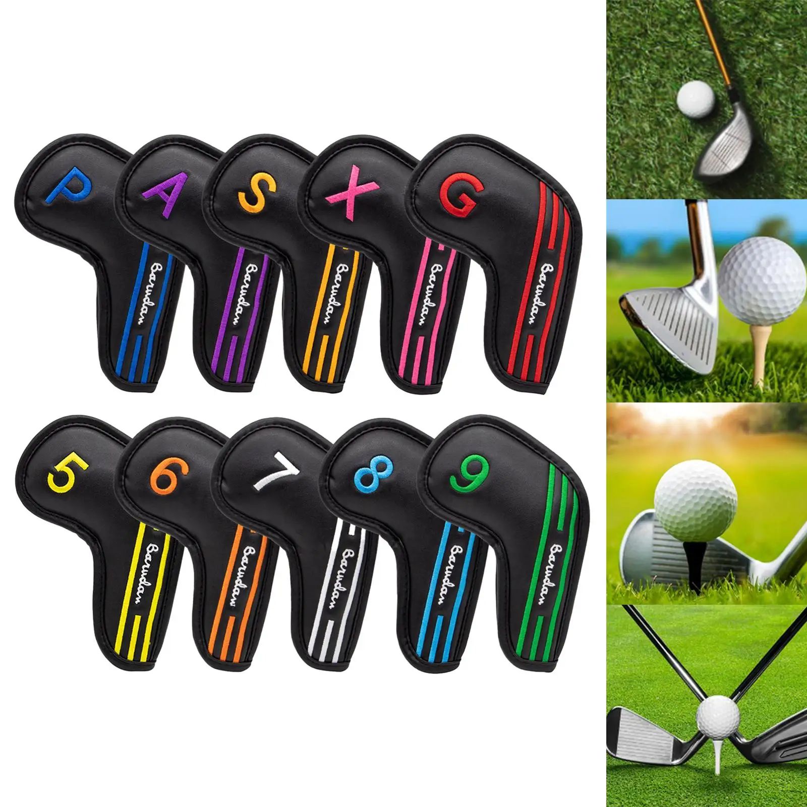 Golf Iron Headwear Set Waterproof Colorful Embroidered Headwear