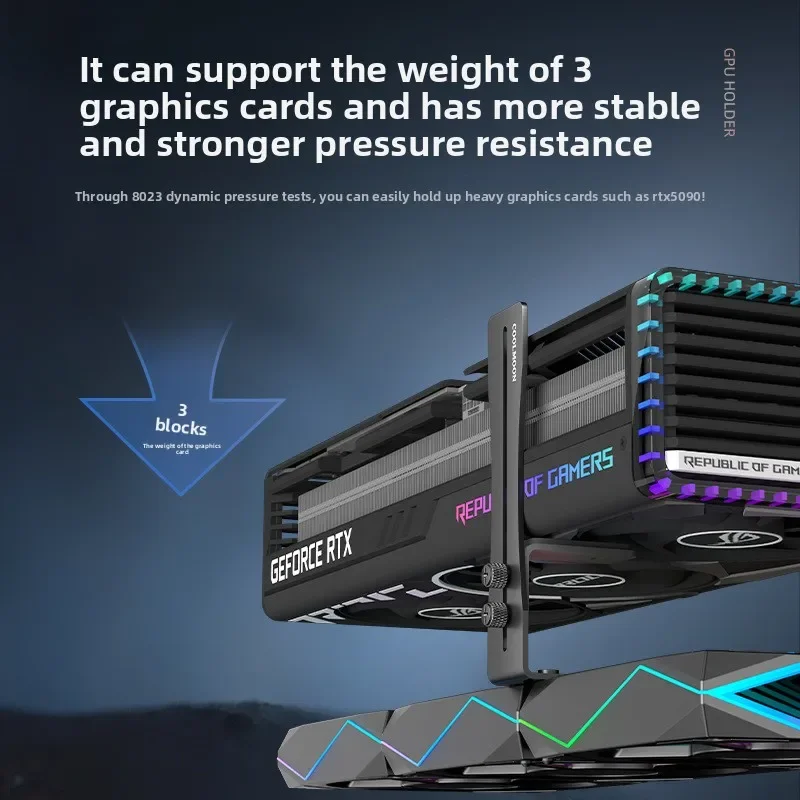 Universal Aluminum GPU Brace Support Holder for Vertical Graphics Card in PC Case - Desktop Computer Gaming Build Sag Bracket