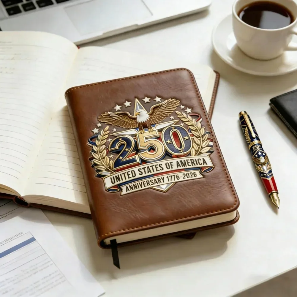 ...2026 U.S. 250th Anniversary Commemorative Gift Notebook with Leather Cover, Suitable for Men