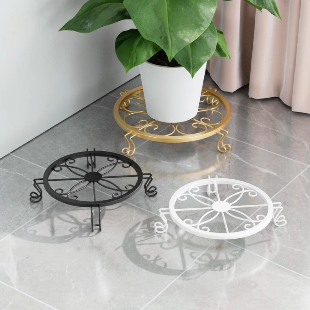 Versatile Iron Plant Stand With Wheels Movable Flower Pot Holder Indoor Floor Rack For Home Garden Patio Balcony Decor