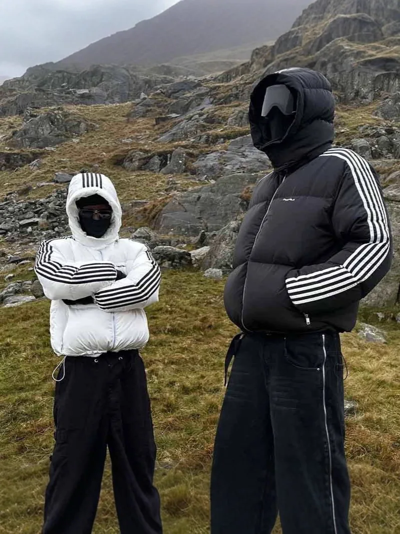 

New cross-border European and American style trendy winter letter print street hip-hop style unisex hooded cotton jacket