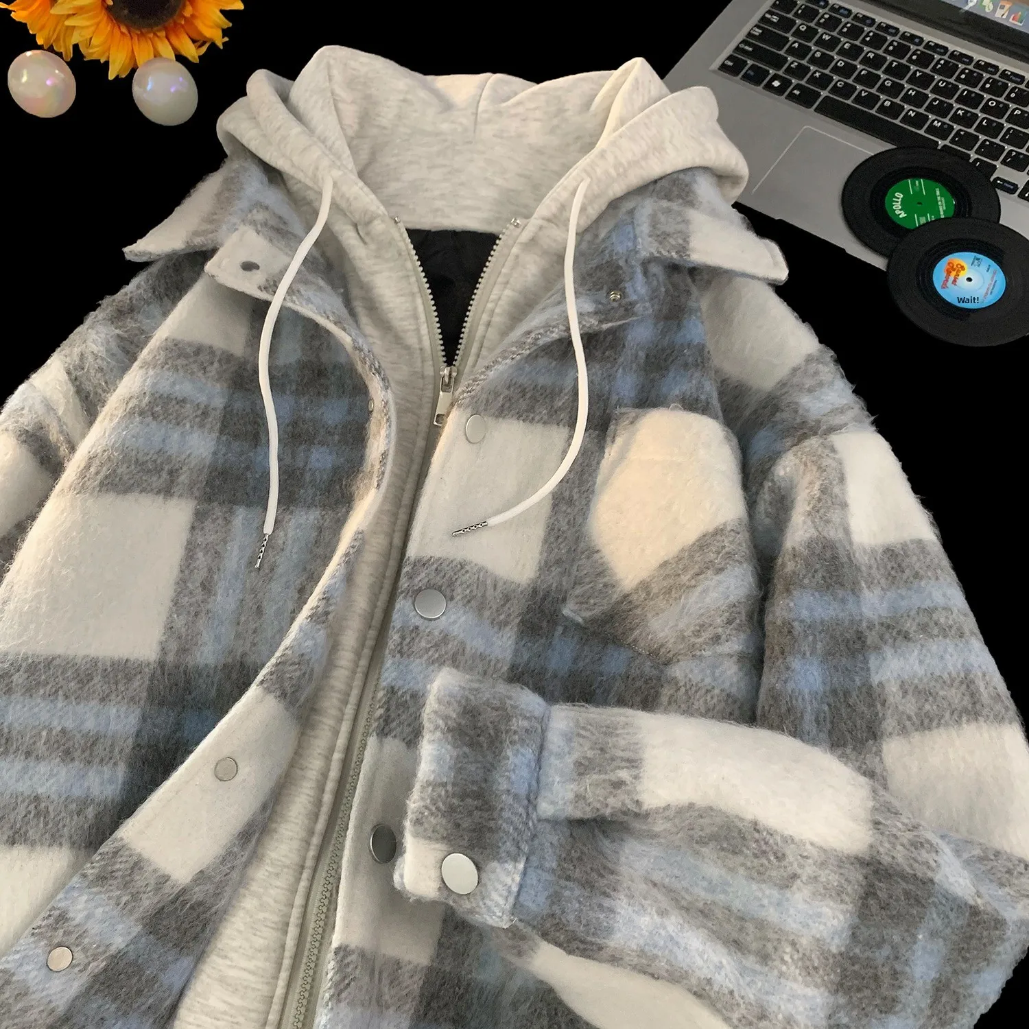 

Утепленная теплая хлопковая куртка в клетку с капюшоном для мужчин, осенне-зимняя, больших размеров, в американском стиле, имитация двухслойной верхней одежды, молодежный тренд