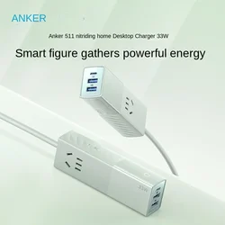 Anker USB C Charger 33W with 511 USB Power Strip 2AC Outlets 2USB Fast Charge 5ft Extension Cord for Dorm Room Office School