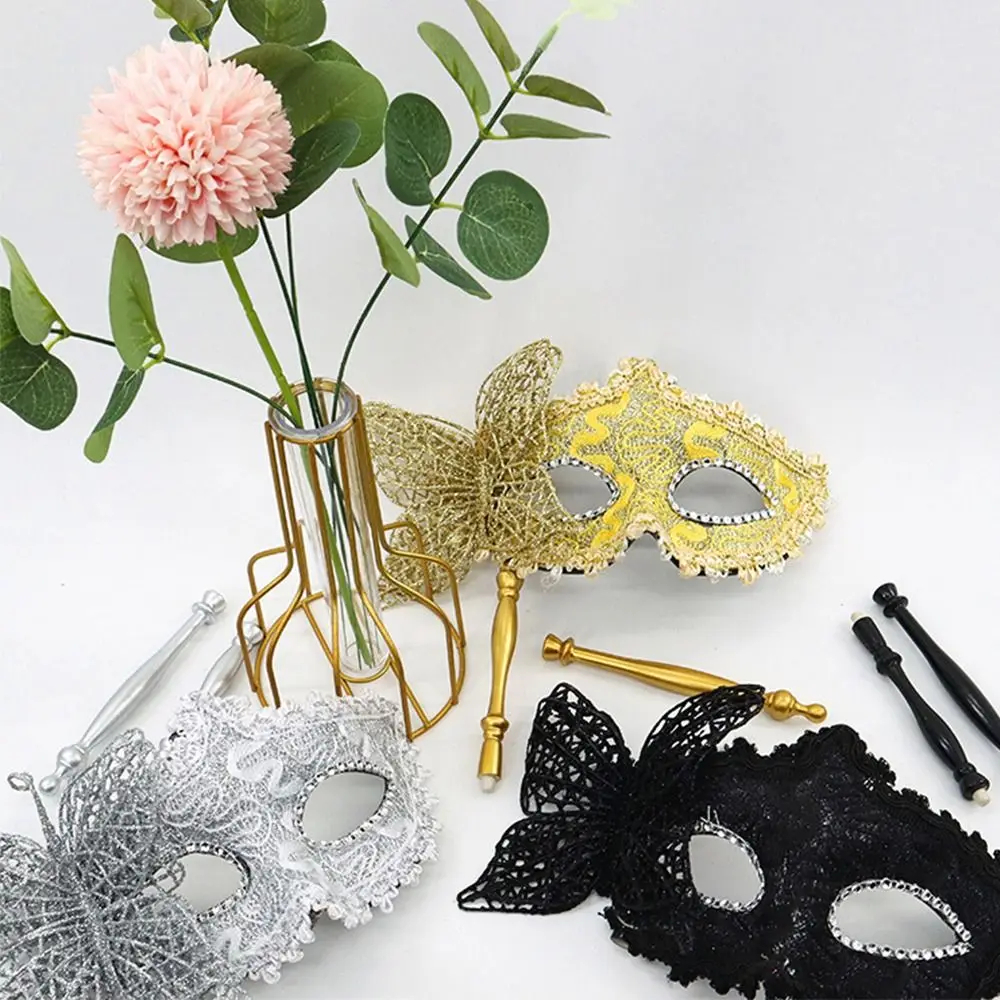 Venezianische Party-Handmasken mit Stab, Schmetterlings-Masken für Festival-Kostümpartys, Mardi-Gras-Masken mit Haltestab – Detail 5