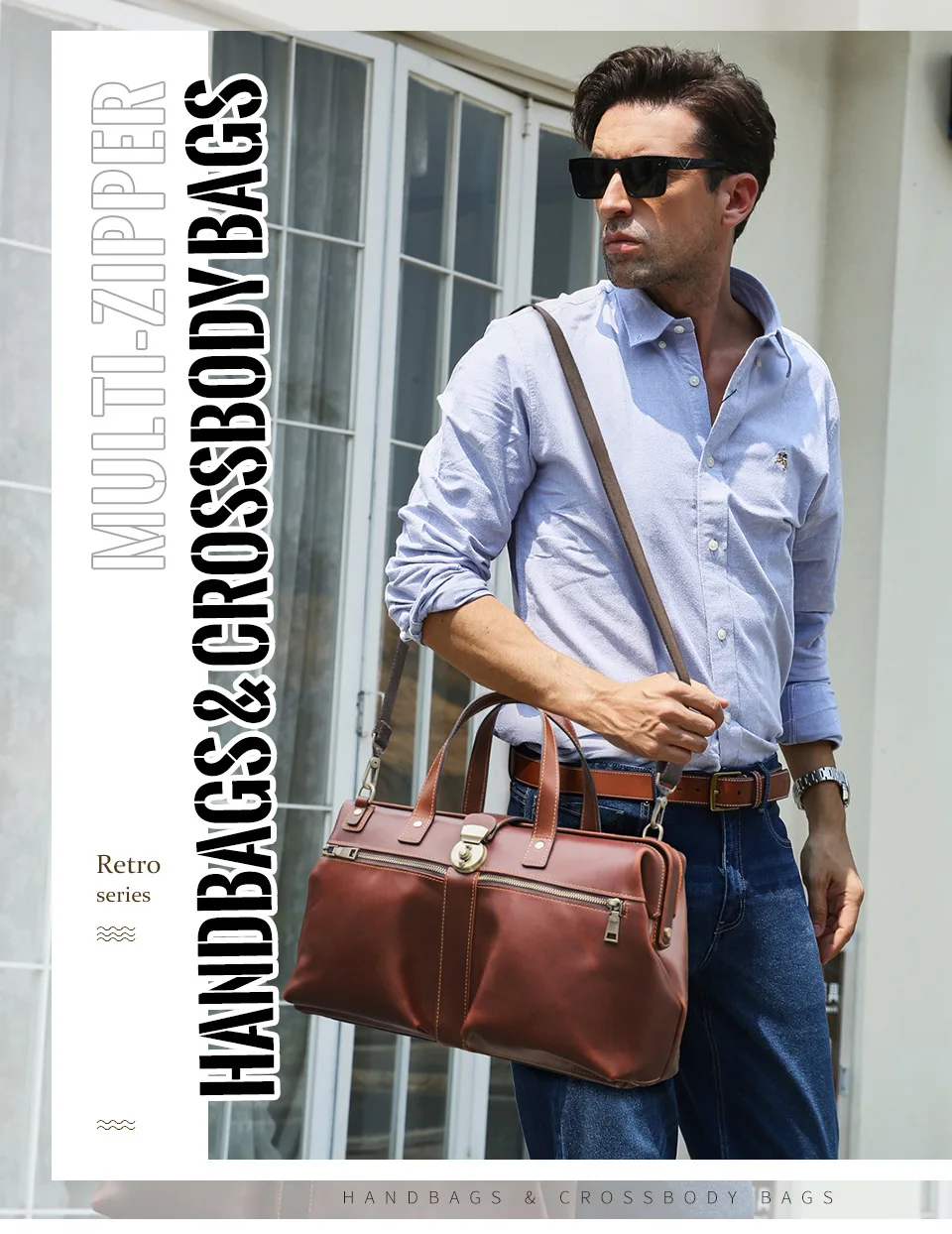 14.2 Inch Business Laptop Bag with Iron Claw Lock Vintage Genuine Leather Handheld Diagonal Briefcase