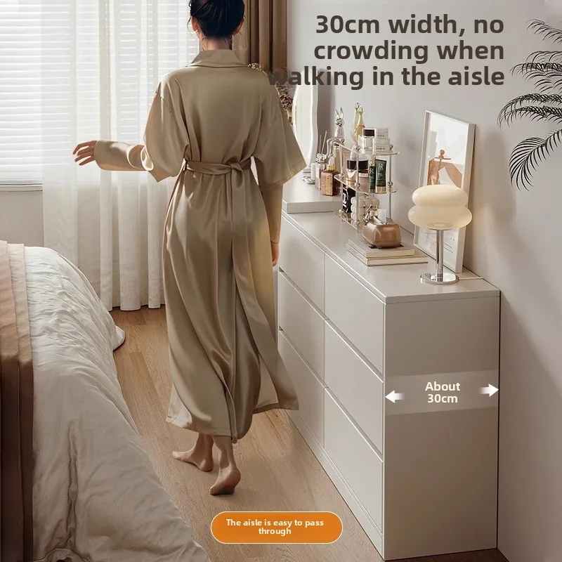 Ultra Narrow Vanity Bedside Storage Cabinet Integrated Dressing Table ThirtyCentimeter Depth Modern Minimalist Bedroom Furniture