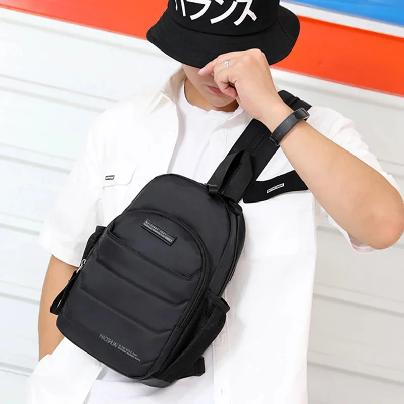 

Men Nylon Rucksack Knapsack Chest Military Casual Travel Male Cross Body One Shoulder Bag Backpack