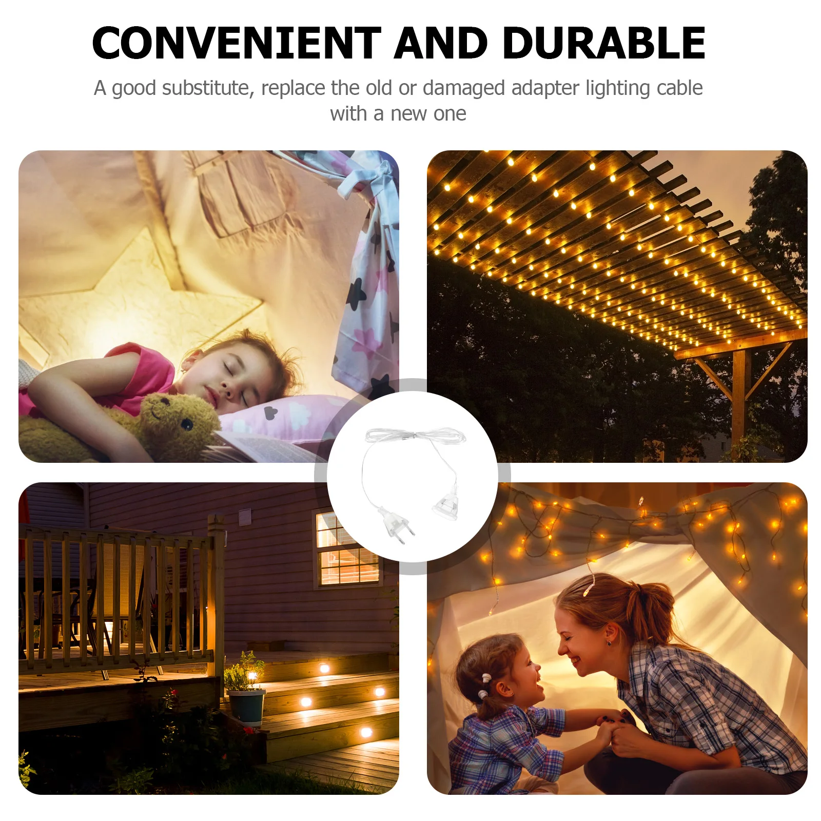 

2pcs Extension Cord 3M Extended String LED Plug Wire Party Supply Flexible Durable Replacement Extension Cord Cable