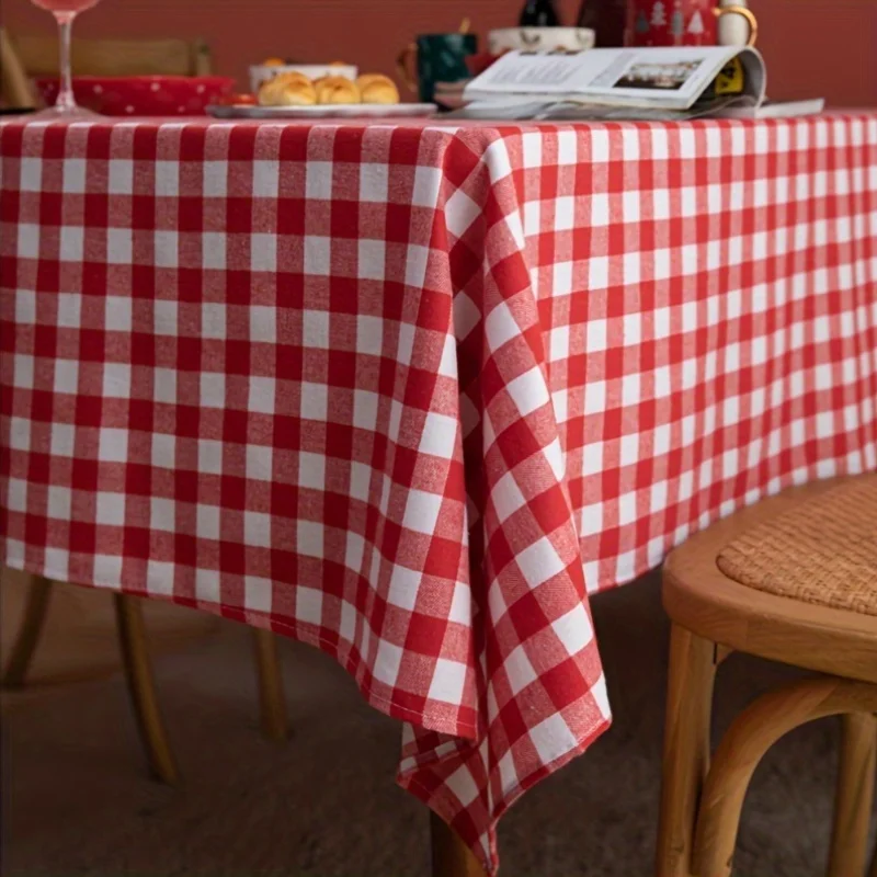 Christmas tablecloth, red and white checkered tablecloth, cotton rectangular tablecloth for Christmas partyzyc