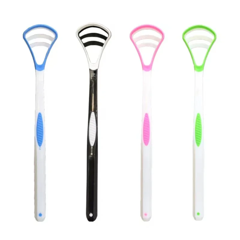 1PCS Silicone Tongue Scraper With Ergonomic Handle Double-sided Fresher Breath Tongue Cleaning Brush Oral Hygiene Tool Wholesale