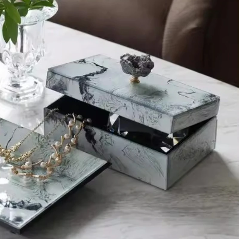 Glass Jewelry Box Luxury Dust Proof Jewelry Organizer Holder Portable Bracelet Necklace Makeup Organizer Clear Decorative Cases
