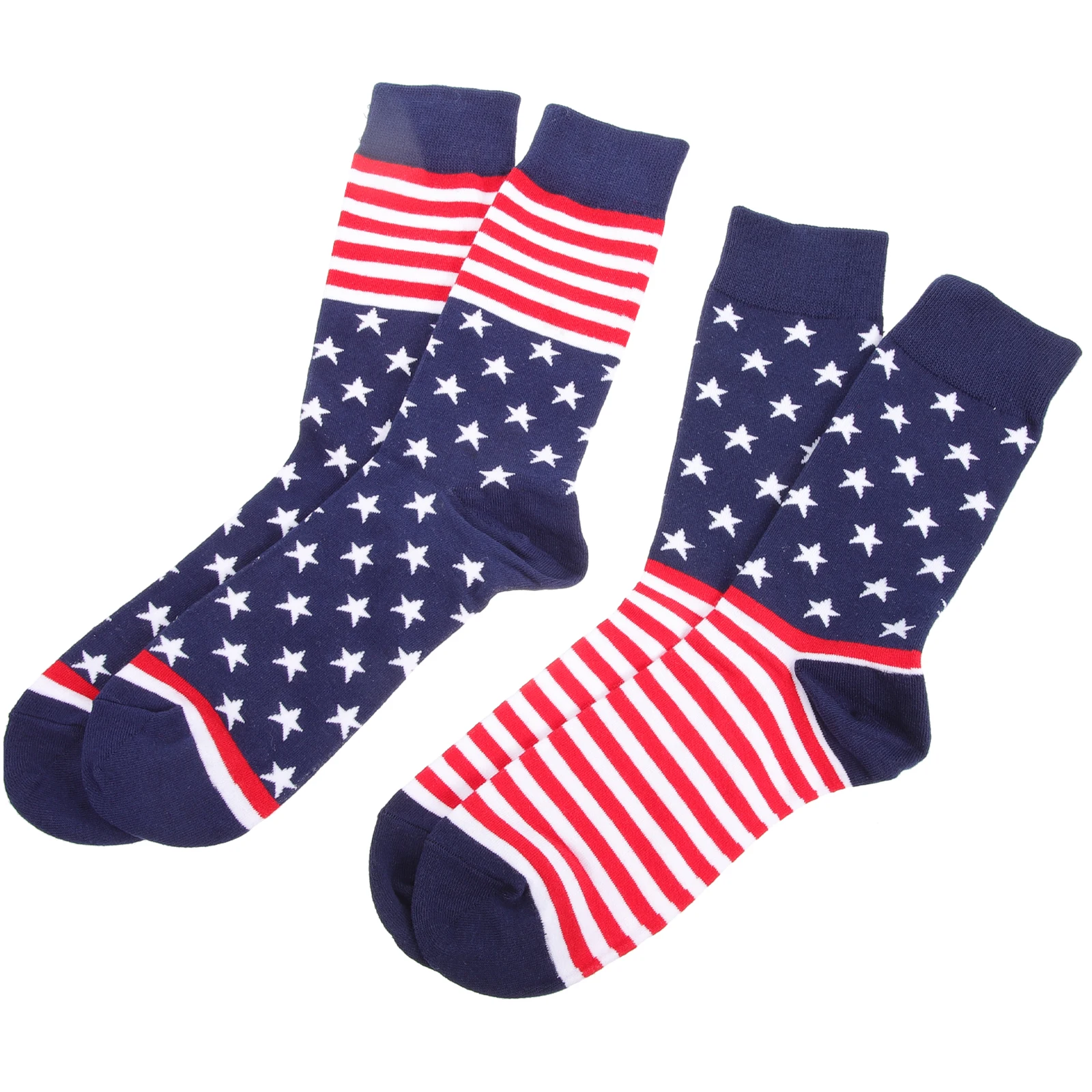 

2 Pairs American Flag Socks Cotton Fun Groomsmen Mens Independence Day Tube Stockings Sports Christmas Gift