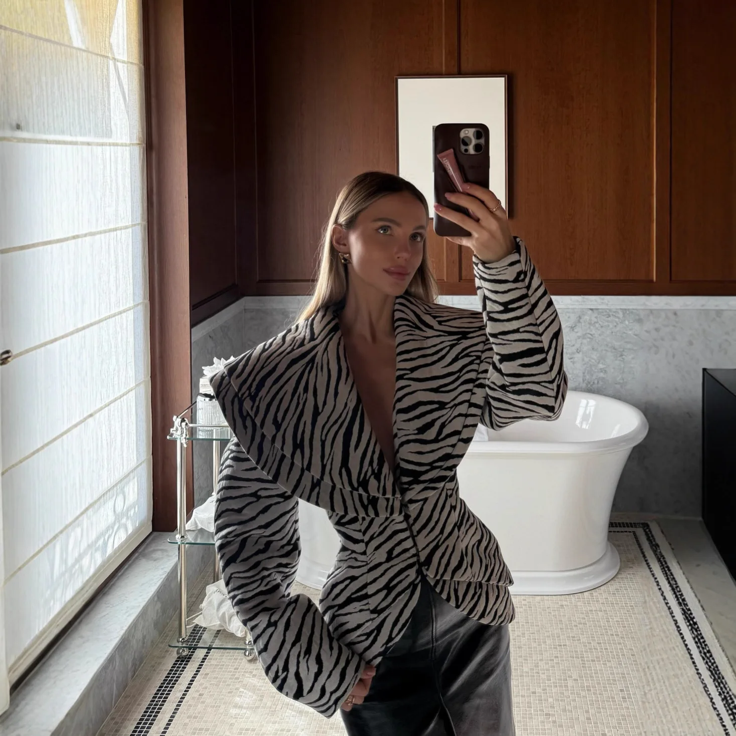 THRUM Printed Coats Skirt Set Women Zebra Full Sleeve Open Stitch Short Hip Package Skirts Sets Female 2026 Spring Lady Suits