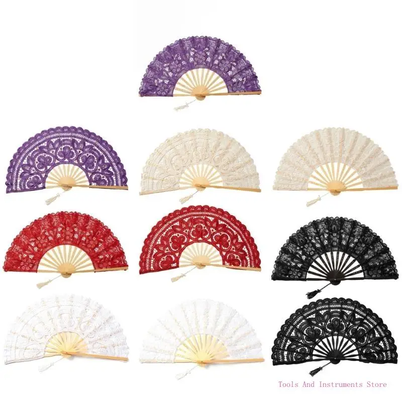 Lace Fan Home Decors Fanss Vintaged Wedding Cotton Fan Handmade Handheld Fan C7AC