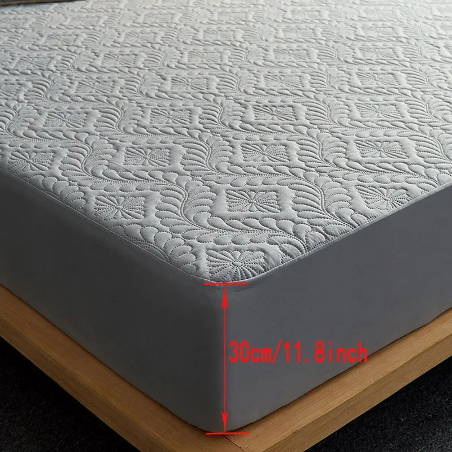 Quilted Fashion Solid Color Waterproof Mattress Cover in 140*200 and 160*200, with Fitted Sheet, Mattress Protector, and Pillowc