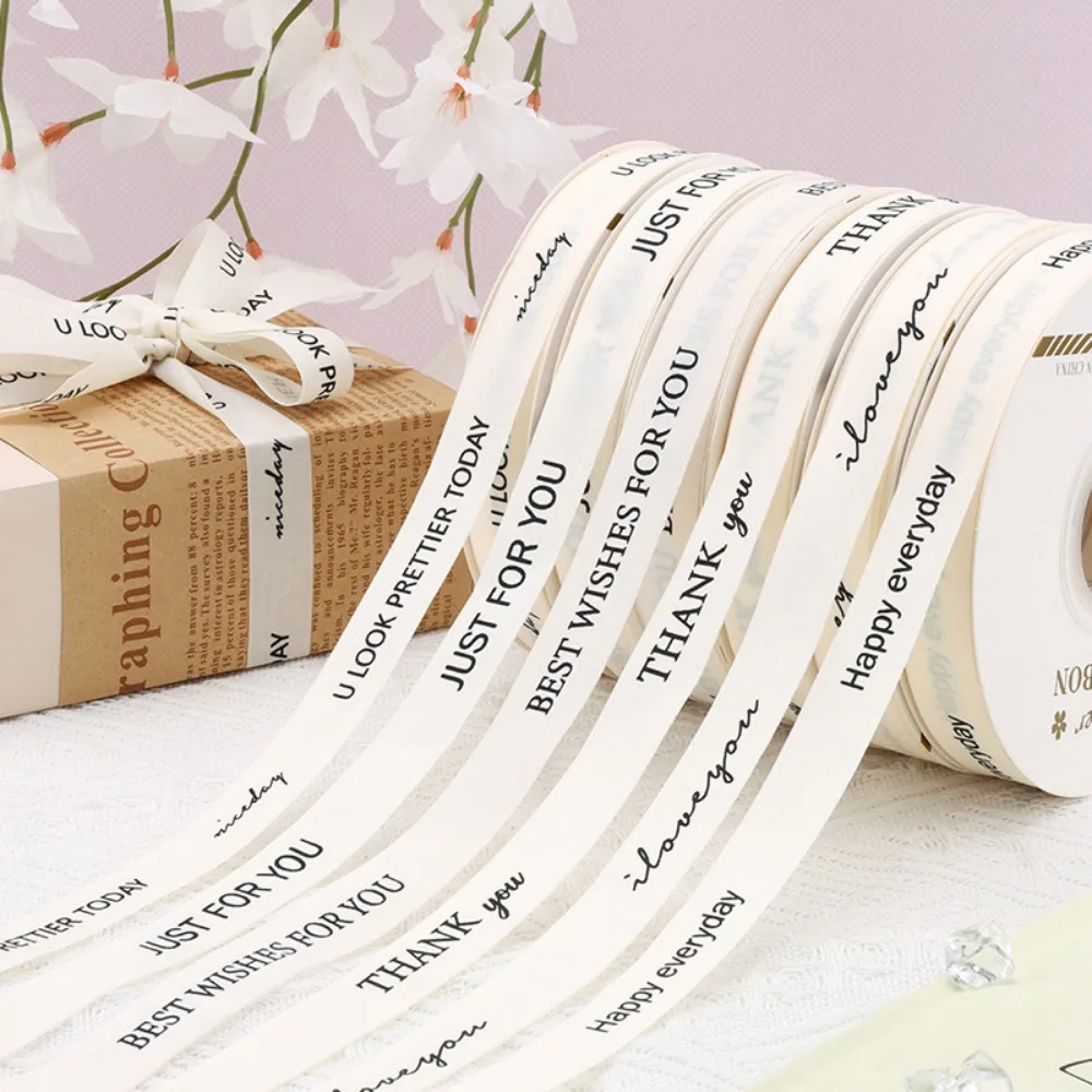 1.5cm 40yd/RL 2026 New Ins Beige Polycotton English Wrap for all festival gifts & festive flower bouquets fine wrapping material
