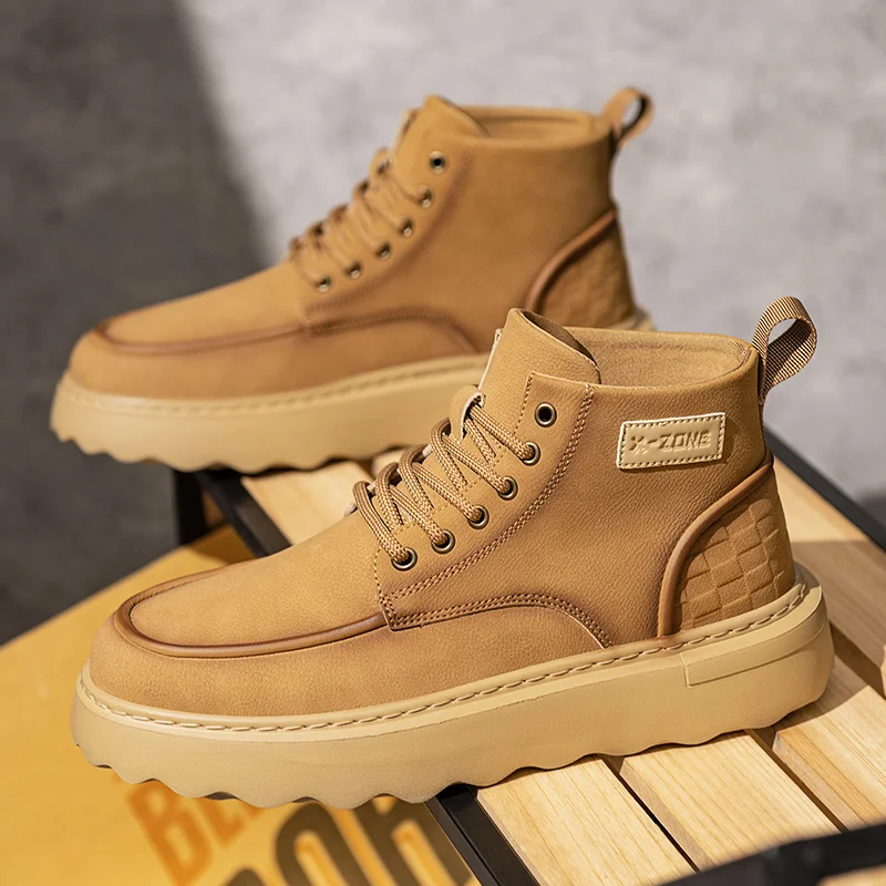 

2025 New Model Four-season Style British Style High-top Work Boots, Thick-soled Fashionable Outdoor Shoes,Men's Mid-top Sneakers
