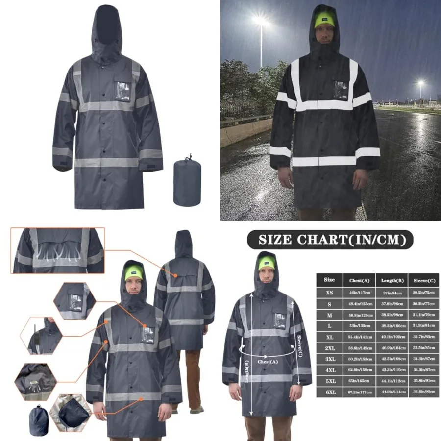 

A-SAFETY High Vis Rain Jacket Trench Coat andSafety Rain Jacket RIVER OTTER Rain Bibs ANSI Class 3