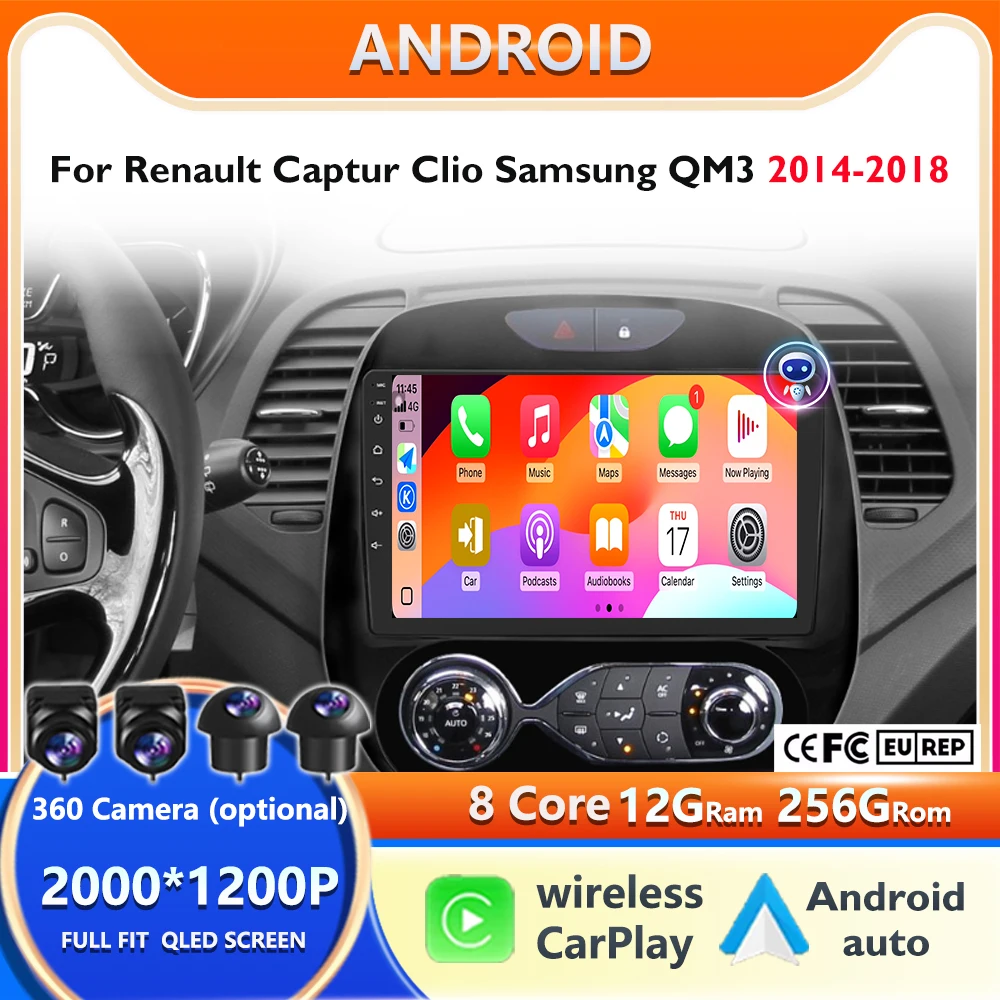 

Android 15 Car Multimedia Video Player Navigation Stereo GPS For Renault Kaptur Captur Clio Samsung QM3 2014-2018 Radio CanPlay