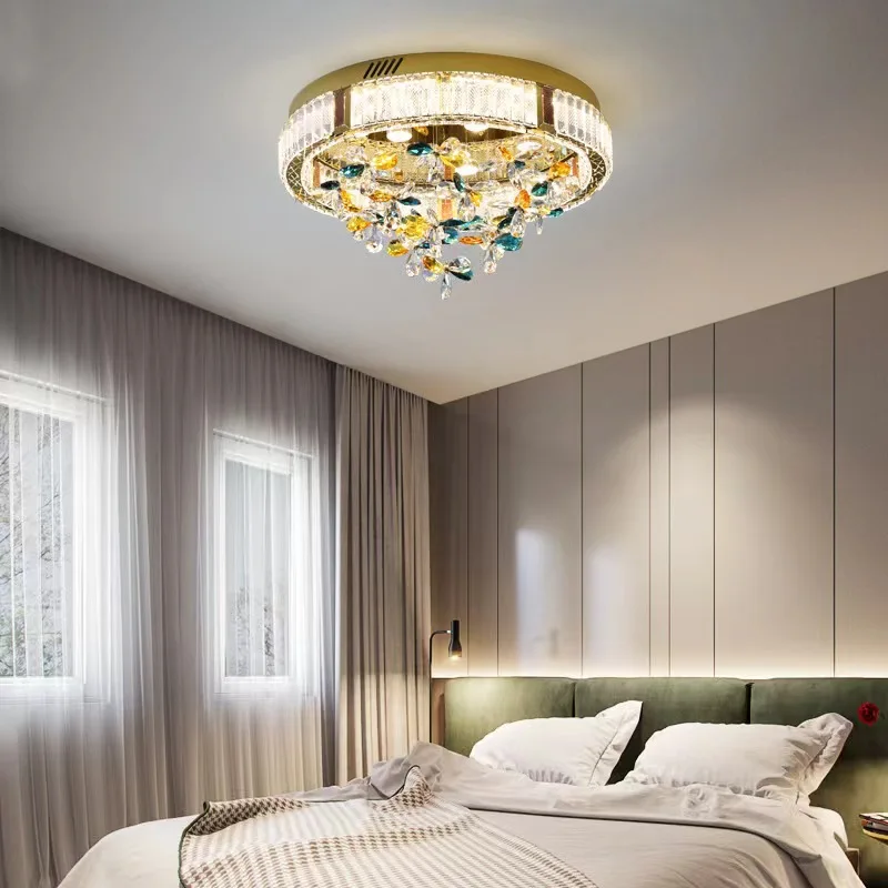 Luz LED de techo de cristal de lujo, lámparas de dormitorio atmosféricas de alta gama, luces de sala de estar, lámpara de habitación principal de Villa Simple moderna