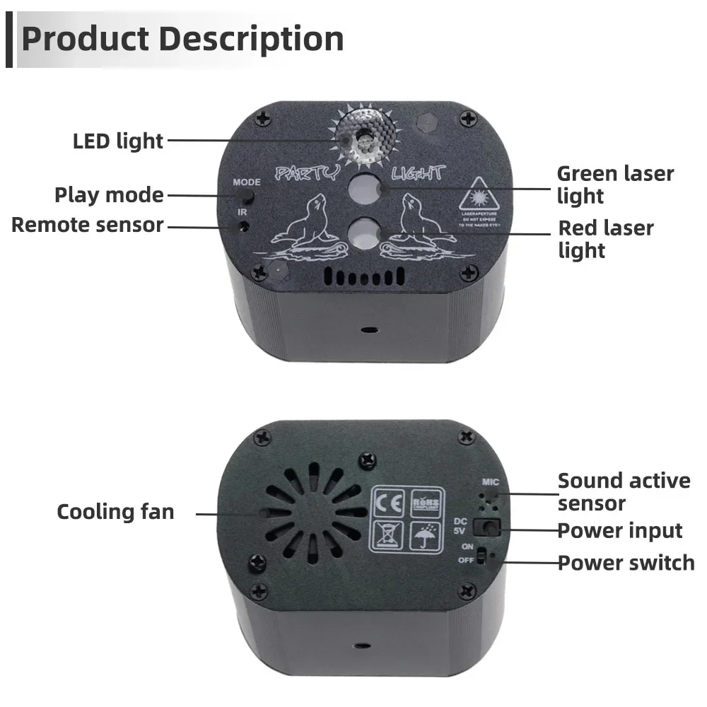 Lampu UV LED disko Mini RGB, lampu pesta Natal rumah pernikahan, lampu Laser isi ulang daya USB model 128