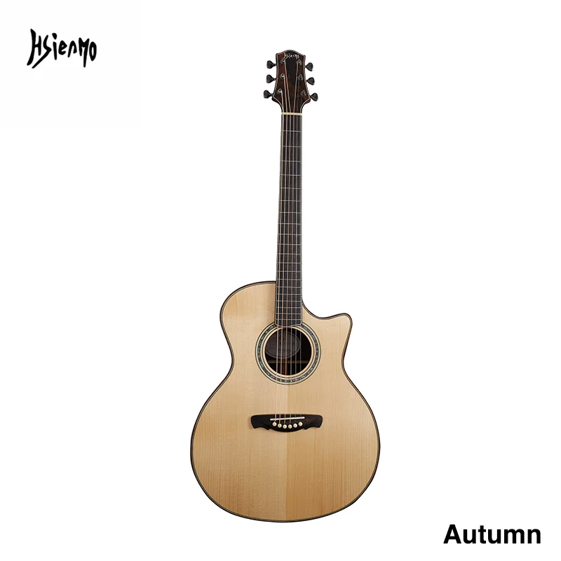 Hsienmo Autumn Full Solid Professional Acoustic Guitar High-end Guitar with Guitar bag