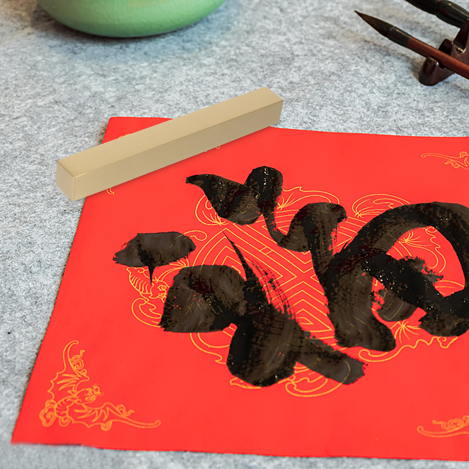 

2Pcs Copper Calligraphy Paperweight Smooth Surface Heavy Rectangular Paperweight for Calligraphy Practice Office Decor