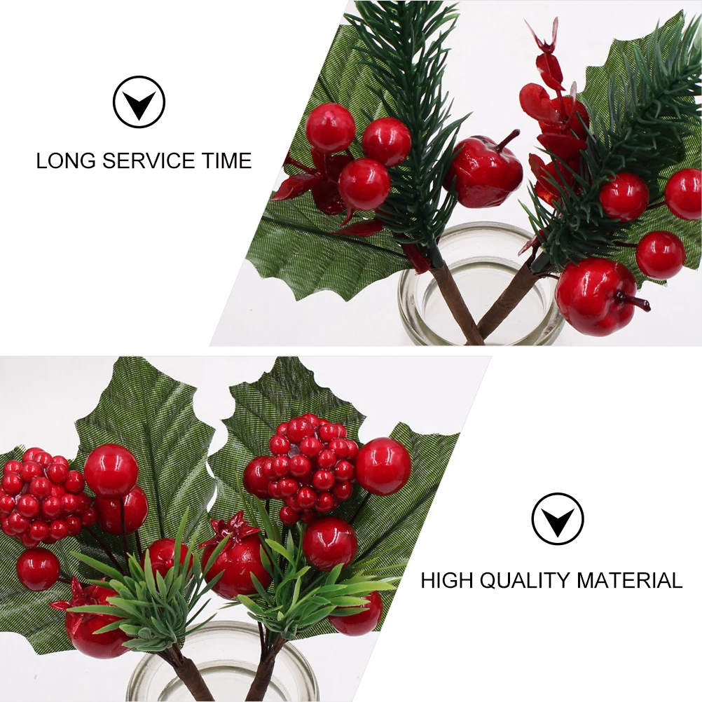 

9 pcs Christmas Artificial Berry Bouquets Photo Props Simulated Red Berry Decorations For Wedding Holiday Celebration Craft Diy