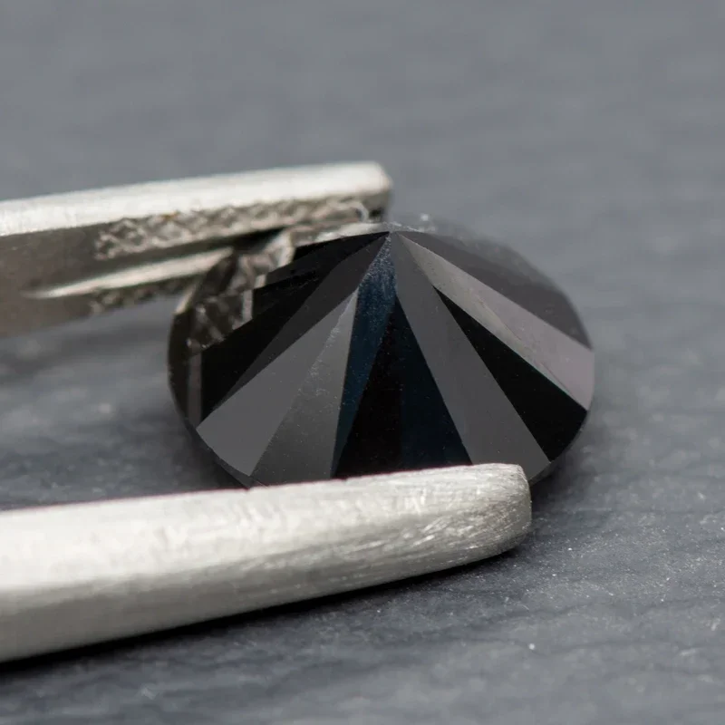 Batu Moissanite Ukuran Kecil Bentuk Bulat Warna Hitam Alami Grosir DIY Jimat Cincin Kalung Anting Bahan Utama