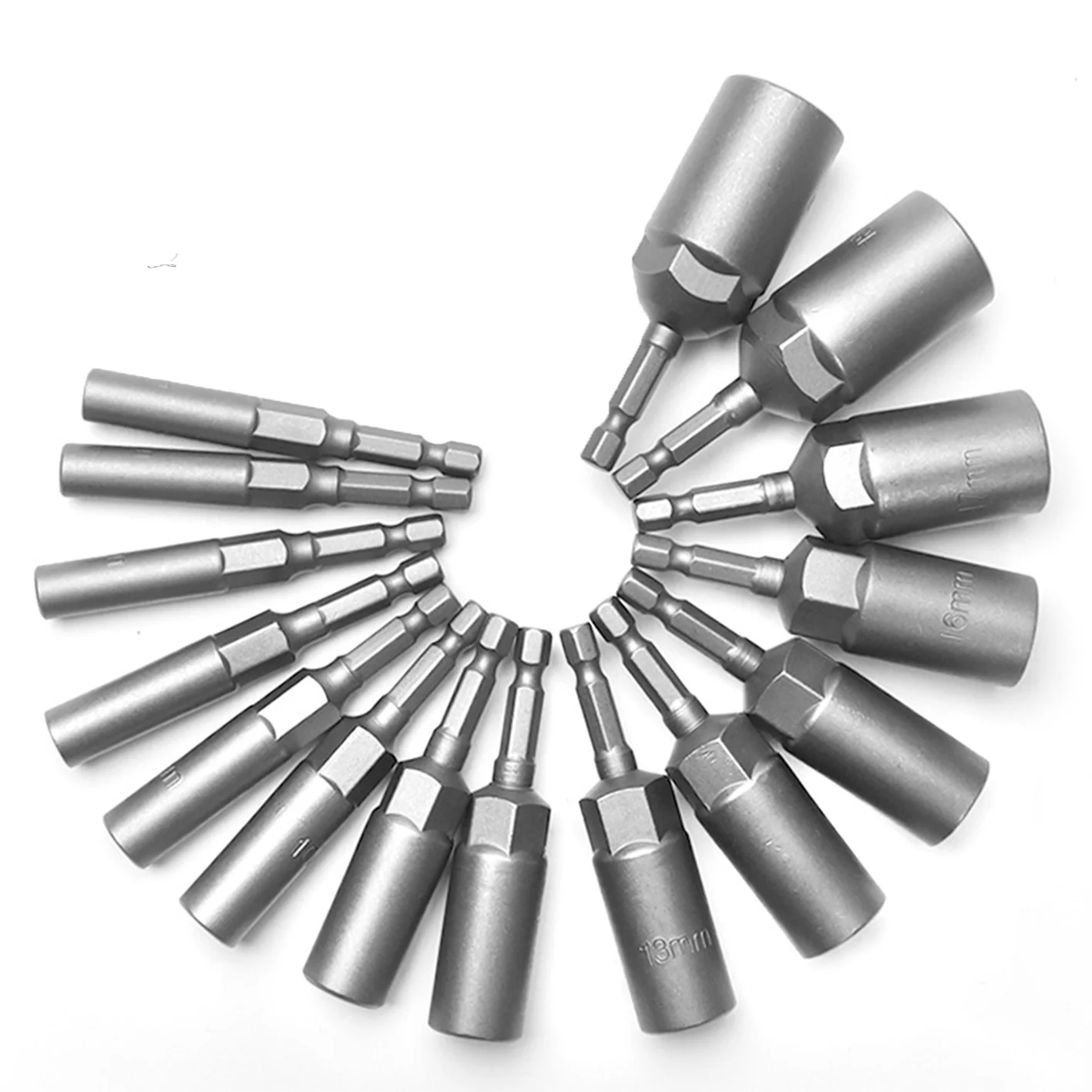 

6/10/15Pcs 80mm Length Deepen Power Nut Driver Drill Bit Set 5.5-19MM Impact Socket Adapter for Power Tools 6.35MM Hex Shank