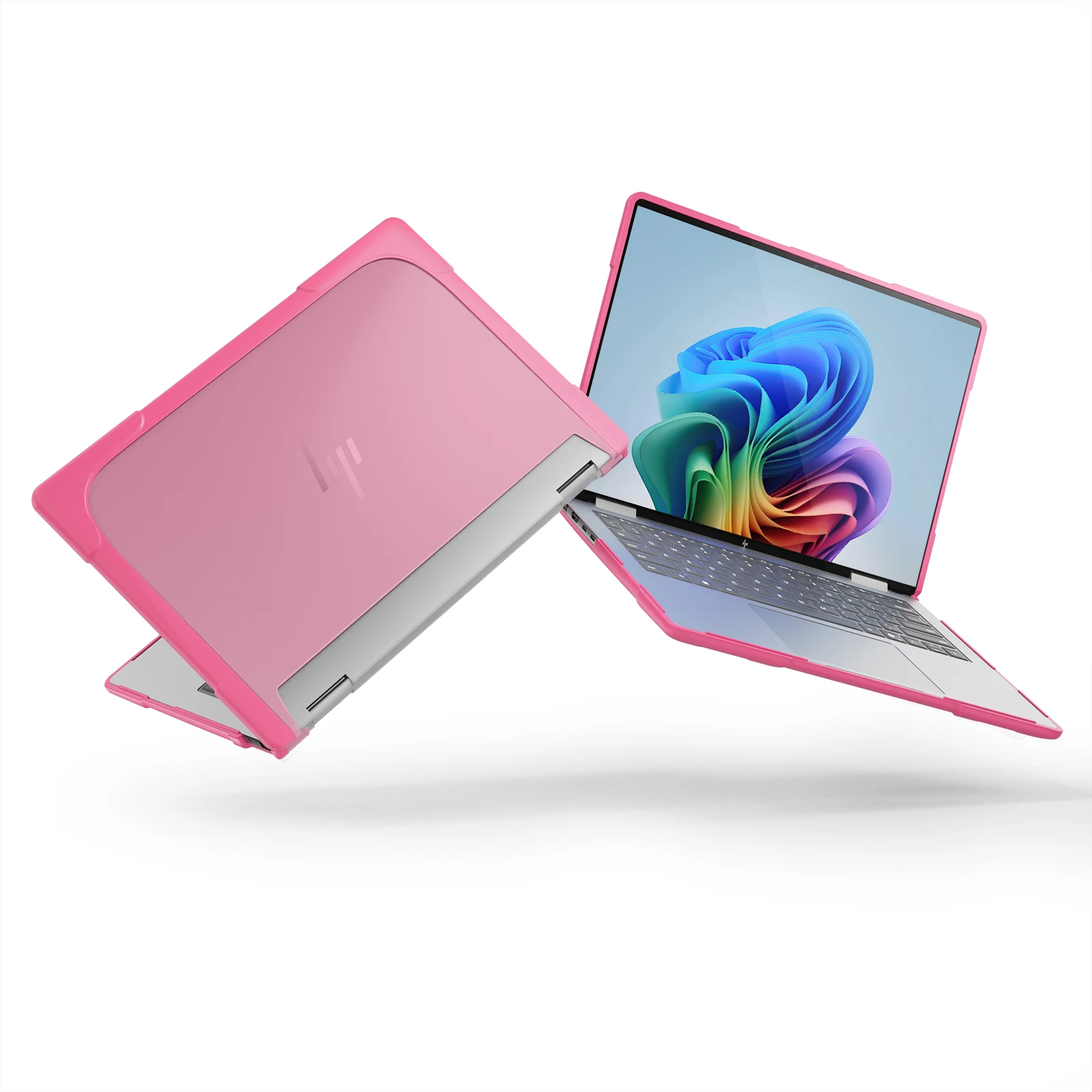 Micro Clip Laptop Case for Hewlett-Packard Envy x360 2-in-1 Laptop 14 2024 Built-in Bracket Stand Cover PC+TPU Full Body Protect