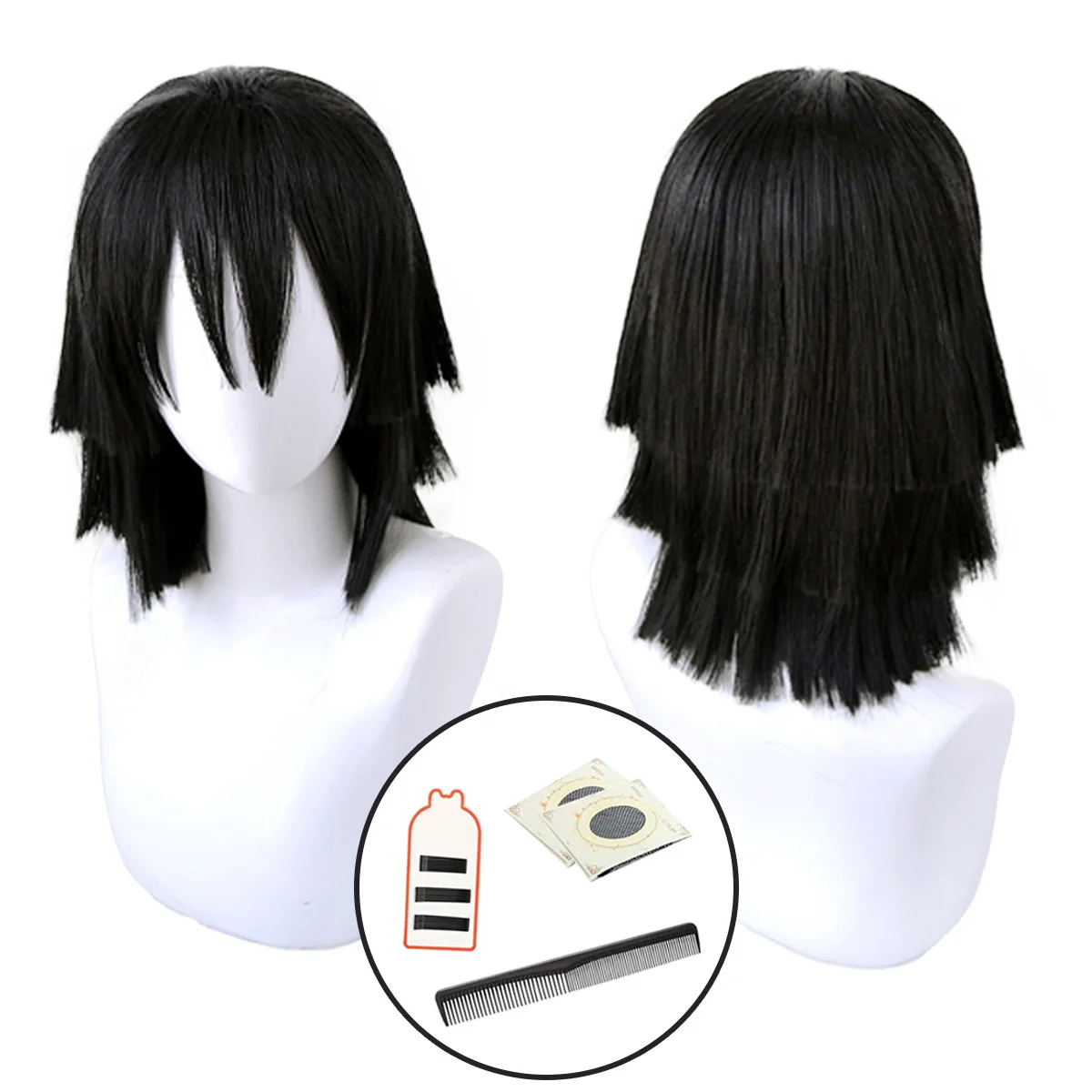 

HOLOUN Anime Iguro Obanai Cosplay Wig Rose Net Synthetic Fiber Adjustable Size Heat Resistant Cap Comb Halloween Cos Convention