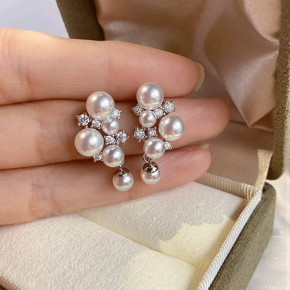 

6 шт. жемчужные аксессуары «сделай сам», модные серьги-гвоздики с несколькими бусинами, золотые и серебряные серьги для женщин, с круглыми бусинами 3-6 мм