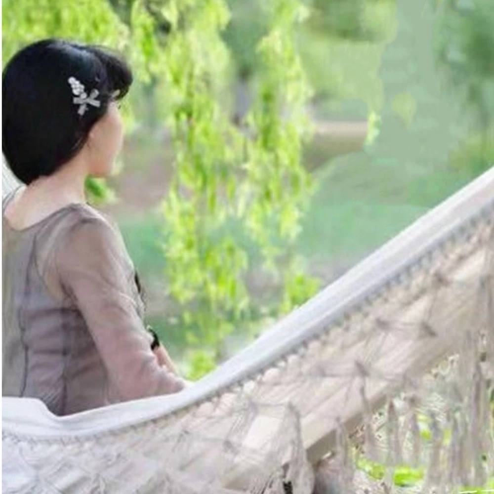 Romantic Large Double Deluxe Hammock Boho Style with Woven Tassels 2 Person Hammock Thickened Leisure Canvas Swing Chair Bedroom