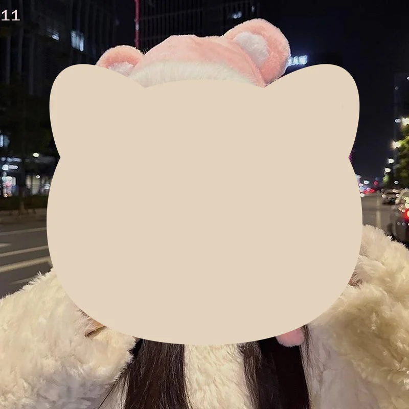 Plush Bear Ear Faux Fur Winter Hat Women Windproof Thick Beanie Trapper Cap With Strap For Snow Skiing And Cold Weather Wear