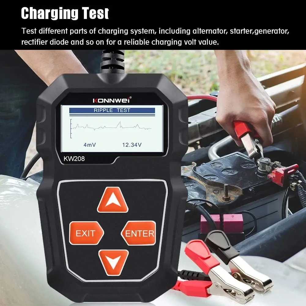 KONNWEI-probador de batería de coche KW208, 12 V, 100 a 2000CCA, carga de arranque, probador de circuito, Analizador de batería de 12 voltios,