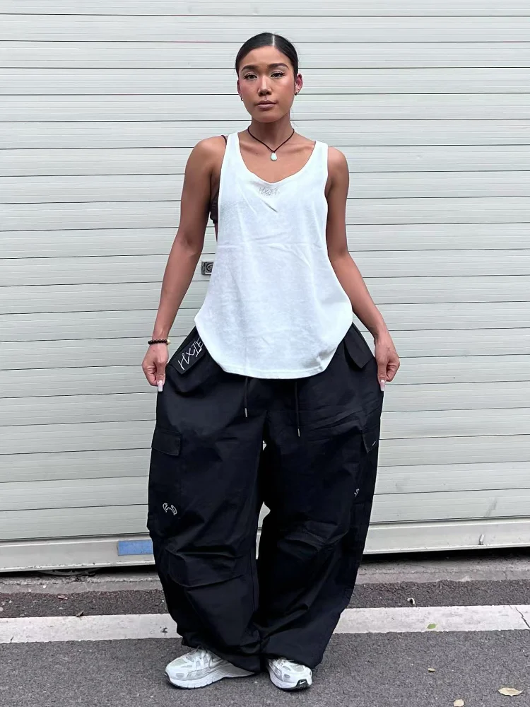 

Брюки-парашюты женские мешковатые осенние бархатные утягивающие брюки для танцев в американском стиле карго на открытом воздухе гранж тренд лоскутная уличная одежда