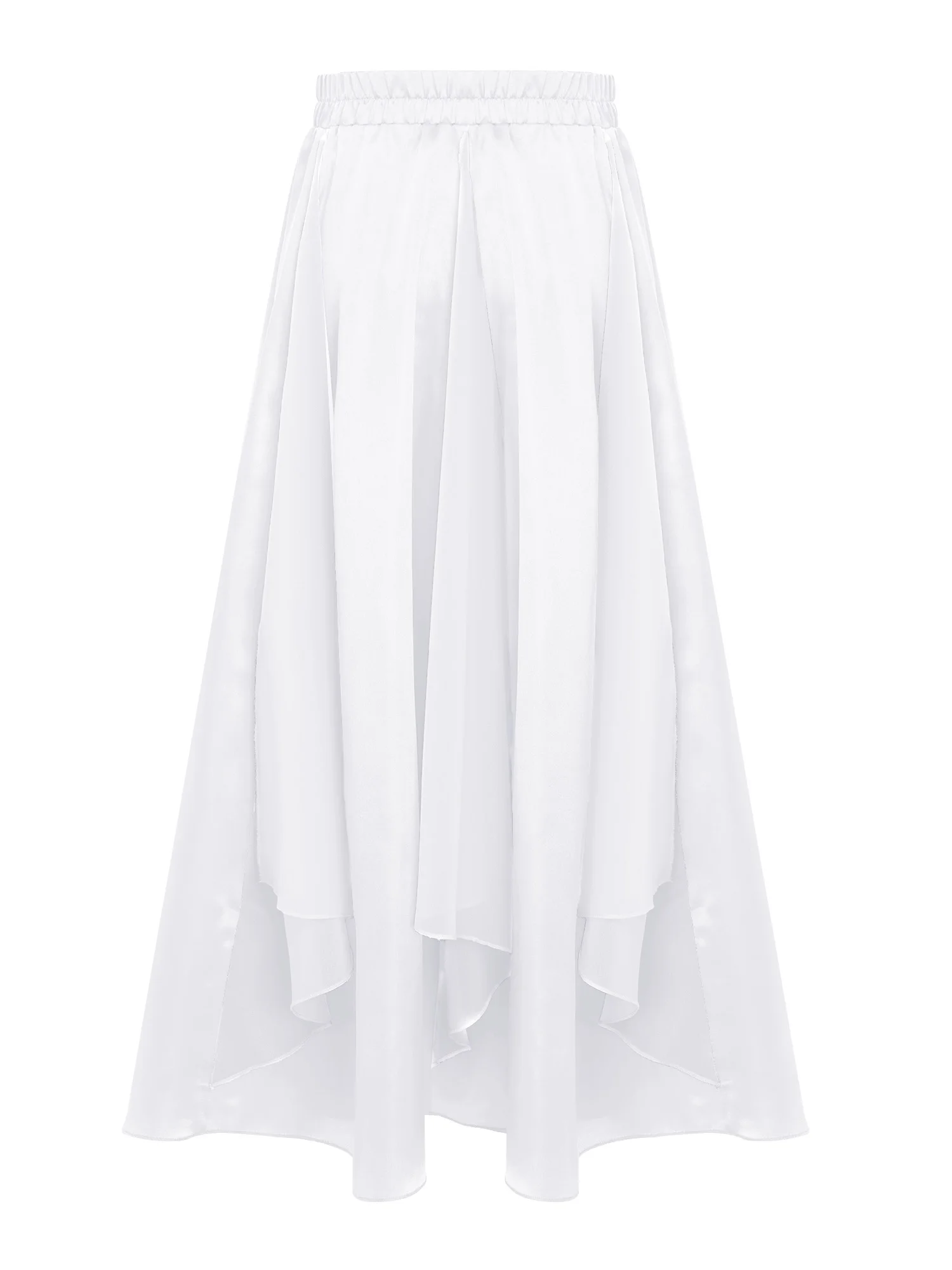 Kids Girls Lyrical Dance Costume Worship Praise Liturgical Choir Prayer Outfit Long Sleeve Zipper Satin Tops with Chiffon Skirt