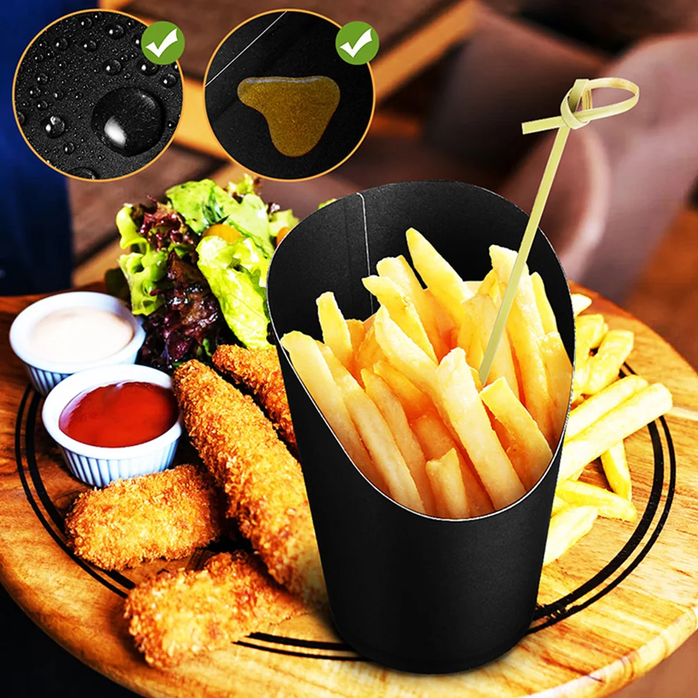 

50 Pcs Slanted Ice Cream Box French Fries Holder Fry Cups Portable Holders Disposable Compact Snack Container