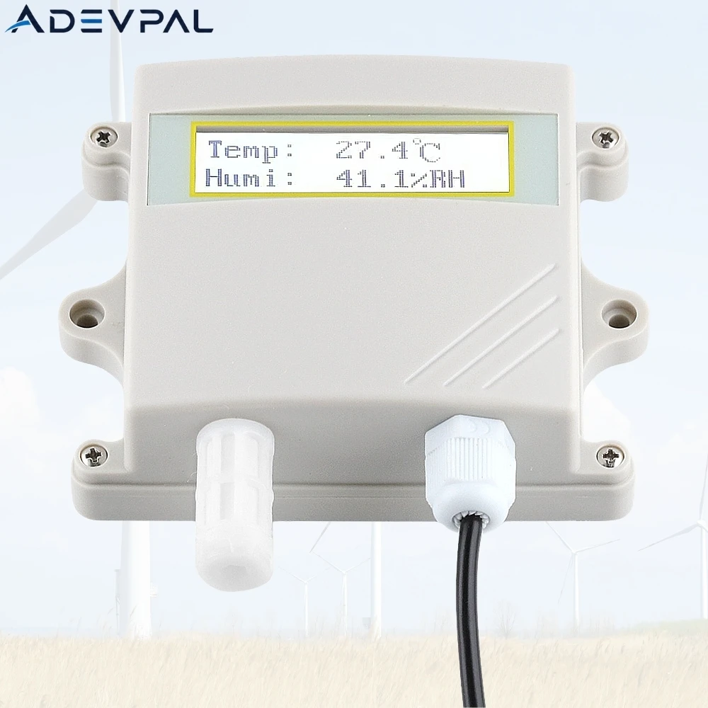 New LCD Digital Temperature and Humidity Sensor Wall‑mounted RS485 Analog High‑Precision Wide Voltage 1M Cable Waterproof Probe