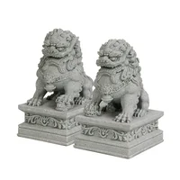 A Pair of Lucky and Wealthy Stone Carvings of Lions, Chinese Feng Shui Qilin Ornaments, Home Bar Ornaments, Desktop Mascots 6