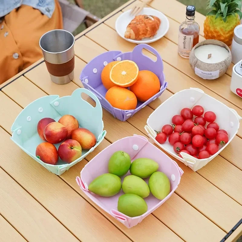 

2PCS Foldable Multi-Func Storage Basket with/Handle - Kitchen Fruit Veggie Organizer, Camping Picnic Wash Tub & Cutting Board